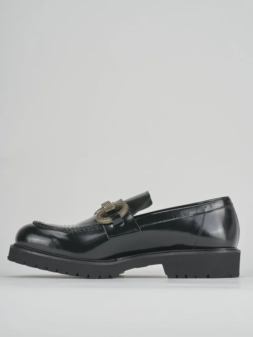 Mocassini tacco 2cm pelle nero