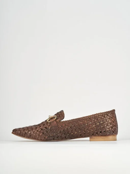 Mocassini tacco 1cm pelle marrone