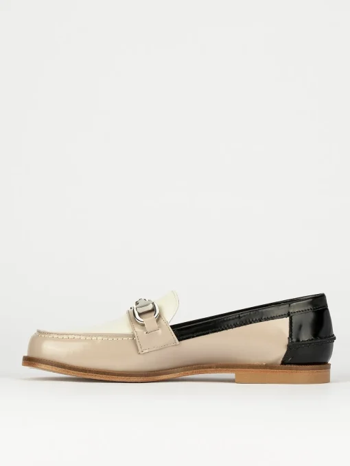 Mocassini tacco 2cm pelle beige
