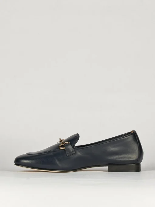 Mocassini tacco 1cm pelle blu