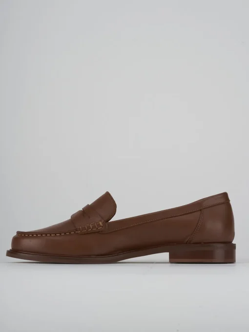 Mocassini tacco 2cm pelle marrone