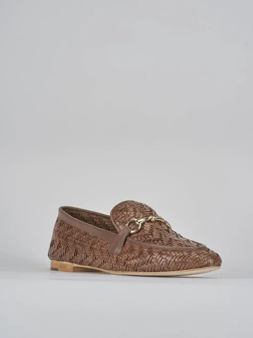 Mocassini tacco 1cm pelle marrone