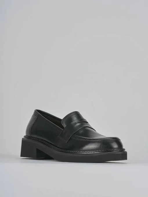 Mocassini tacco 3cm pelle nero