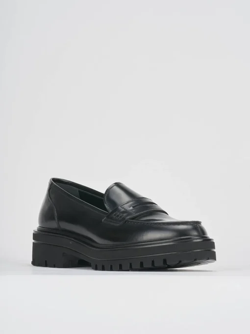 Mocassini tacco 2cm pelle nero