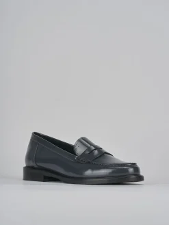 Mocassini tacco 2cm pelle grigio