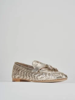 Mocassini tacco 1cm pelle oro