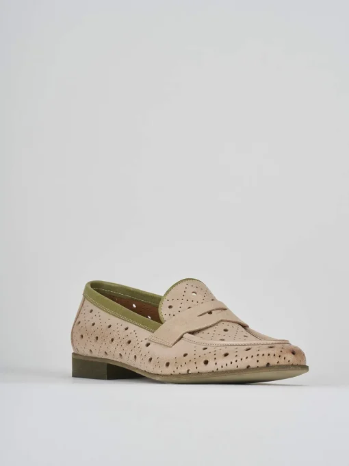 Mocassini tacco 2cm pelle beige