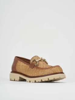 Mocassini tacco 2cm pelle marrone