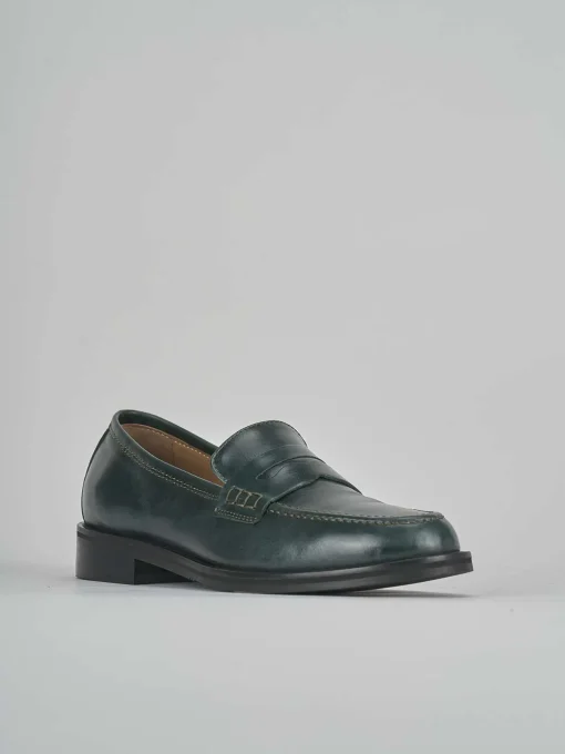 Mocassini tacco 1cm pelle verde