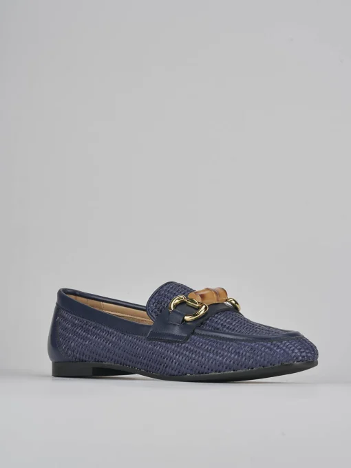 Mocassini tacco 1cm pelle blu
