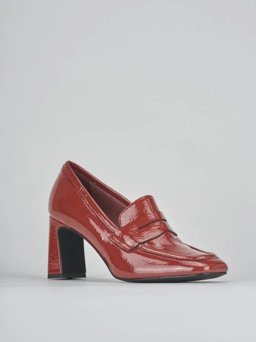 Mocassini tacco 6cm pelle rosso