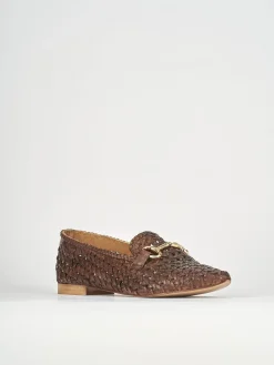 Mocassini tacco 1cm pelle marrone