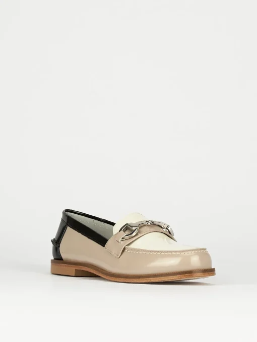 Mocassini tacco 2cm pelle beige