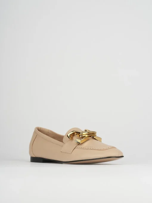 Mocassini tacco 1cm pelle beige