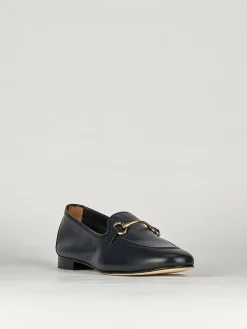 Mocassini tacco 1cm pelle blu