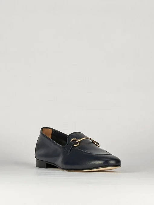 Mocassini tacco 1cm pelle blu