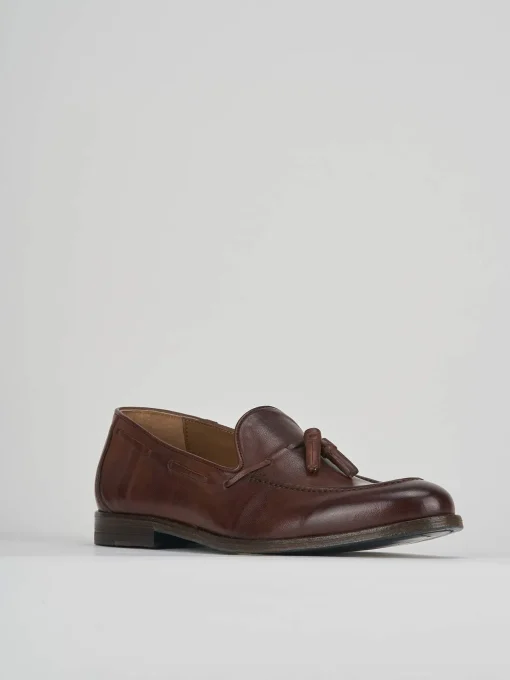 Mocassini tacco 2cm pelle marrone
