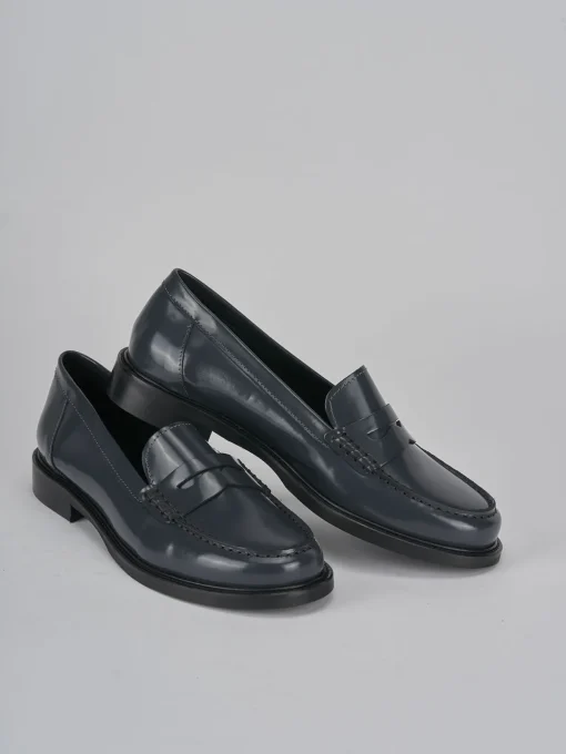 Mocassini tacco 2cm pelle grigio
