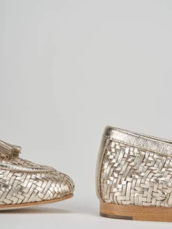 Mocassini tacco 1cm pelle oro