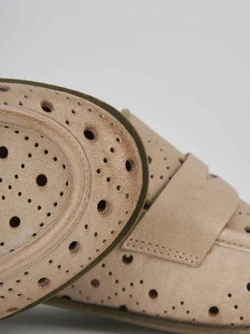 Mocassini tacco 2cm pelle beige