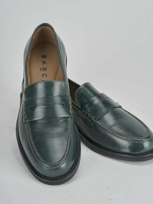 Mocassini tacco 1cm pelle verde