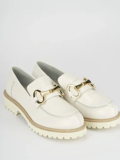 Mocassini tacco 2cm pelle bianco