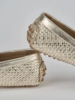 Mocassini tacco 1cm pelle oro