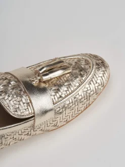 Mocassini tacco 1cm pelle oro