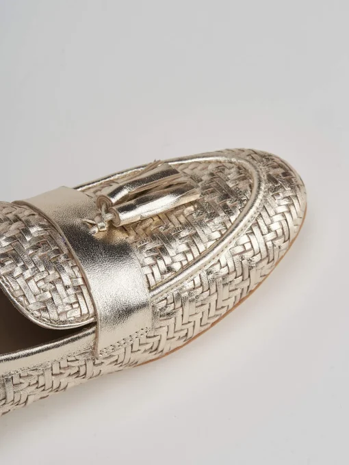 Mocassini tacco 1cm pelle oro