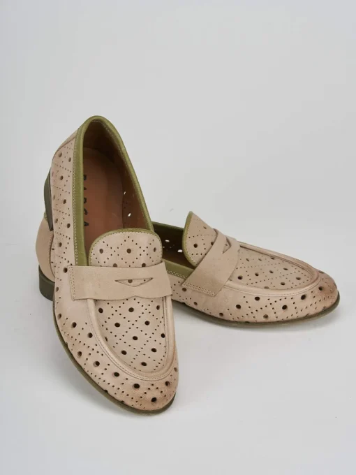 Mocassini tacco 2cm pelle beige