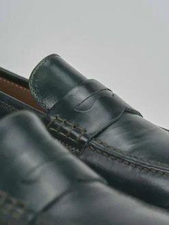 Mocassini tacco 1cm pelle verde