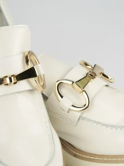 Mocassini tacco 2cm pelle bianco