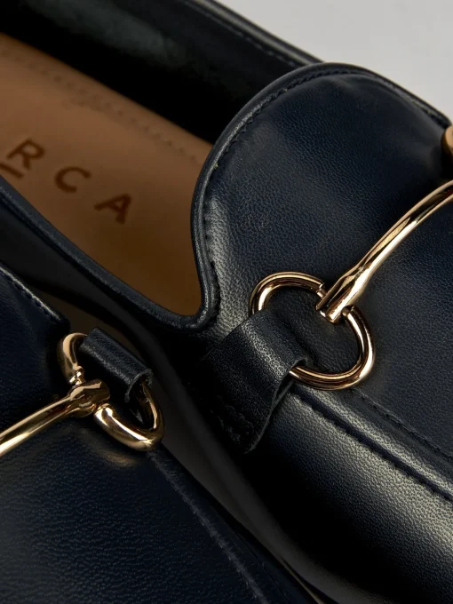 Mocassini tacco 1cm pelle blu
