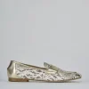 Mocassini tacco 1cm pitone oro