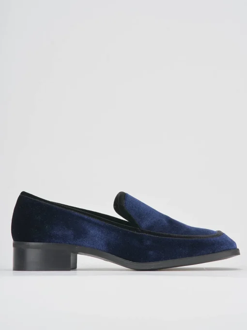 Mocassini tacco 1cm velluto blu