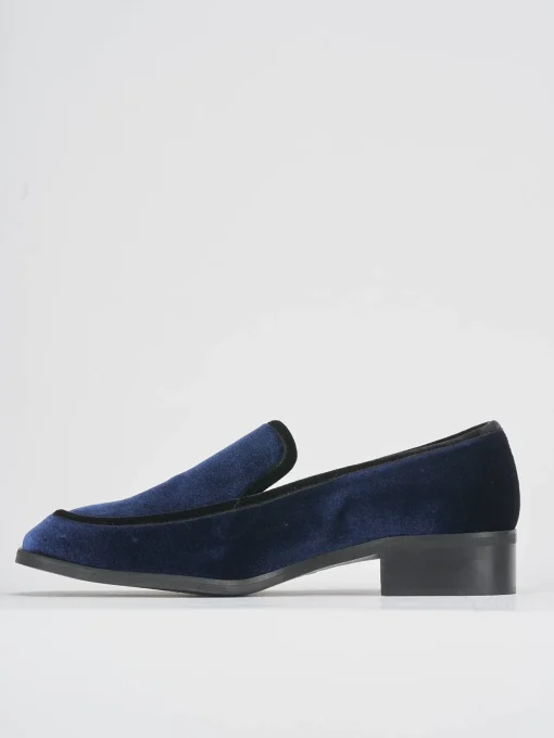 Mocassini tacco 1cm velluto blu