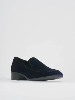 Mocassini tacco 1cm velluto blu