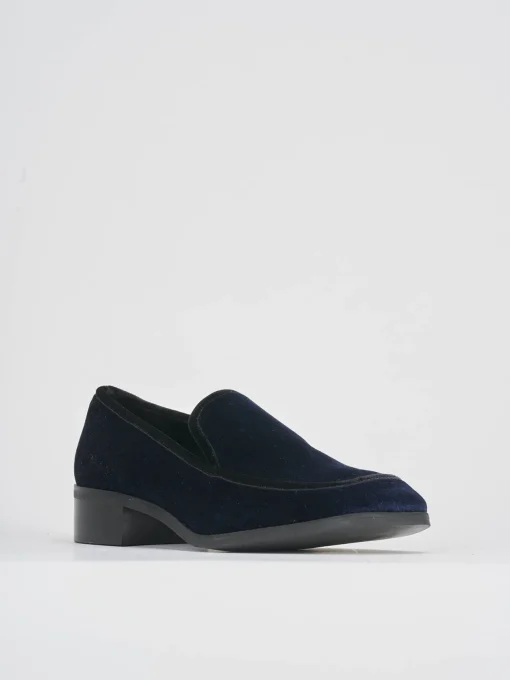 Mocassini tacco 1cm velluto blu