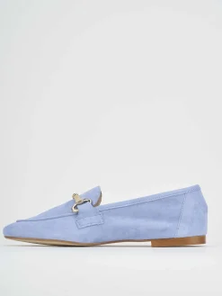 Mocassino azzurro camoscio