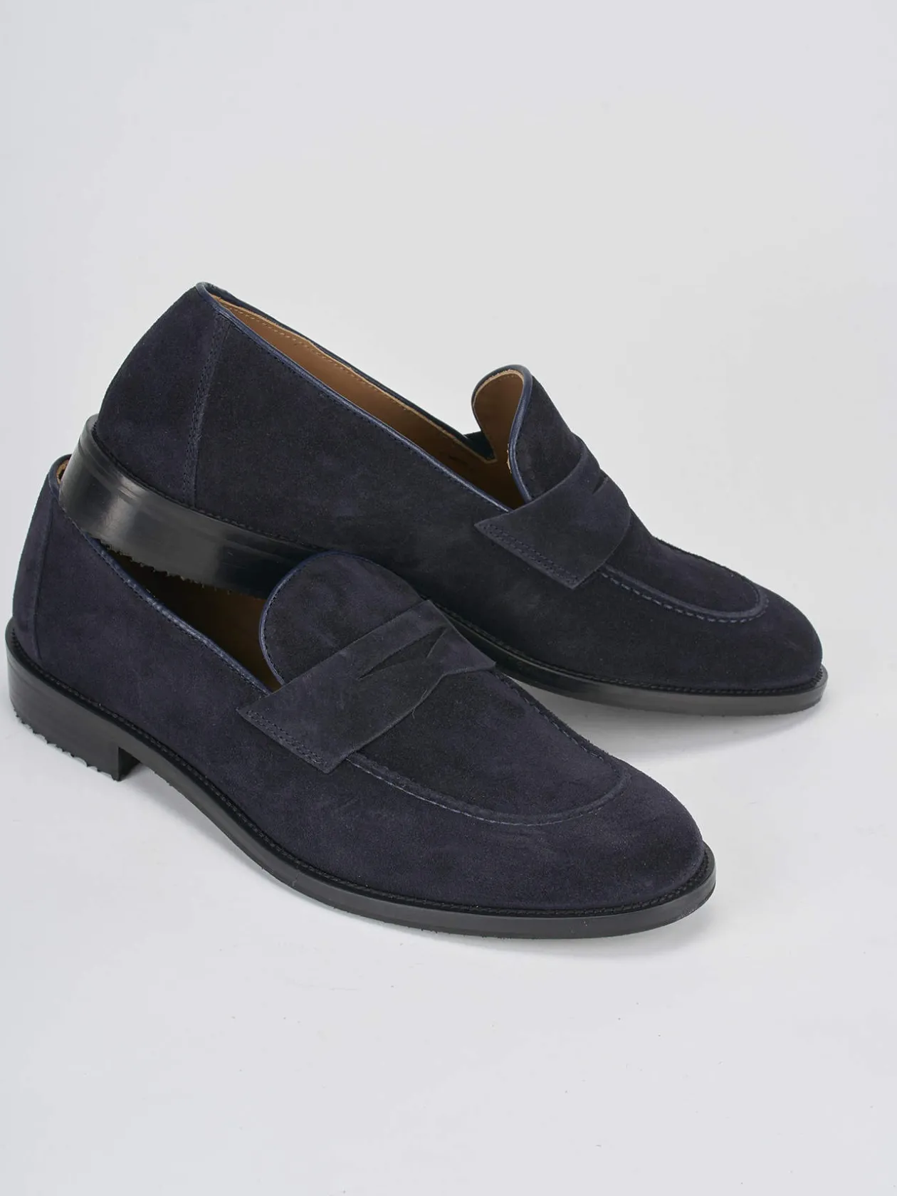 Mocassino blu camoscio