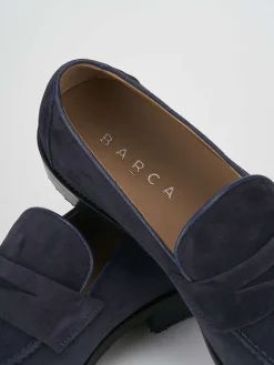 Mocassino blu camoscio