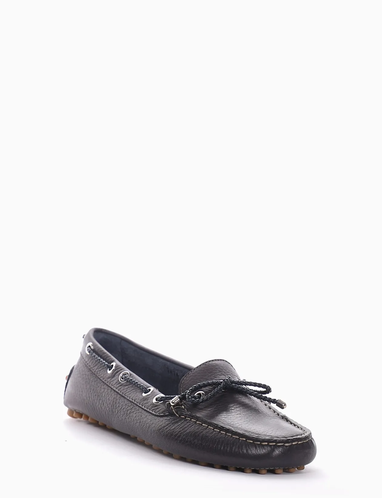 mocassino fondo gomma e soletto interno in vera pelle. Tomaia in morbidissima pelle martellata blu