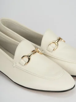 Mocassino tacco 1 cm beige pelle