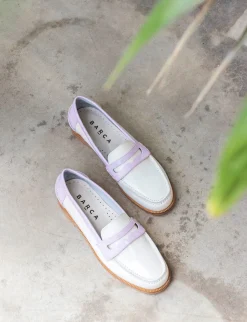 Mocassino tacco 1 cm beige pelle