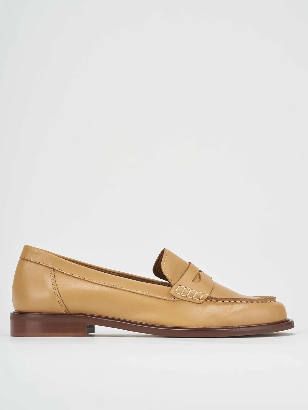 Mocassino tacco 1 cm marrone pelle