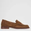 Mocassino tacco 1 cm marrone camoscio