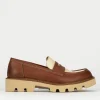 Mocassino tacco 1 cm marrone pelle