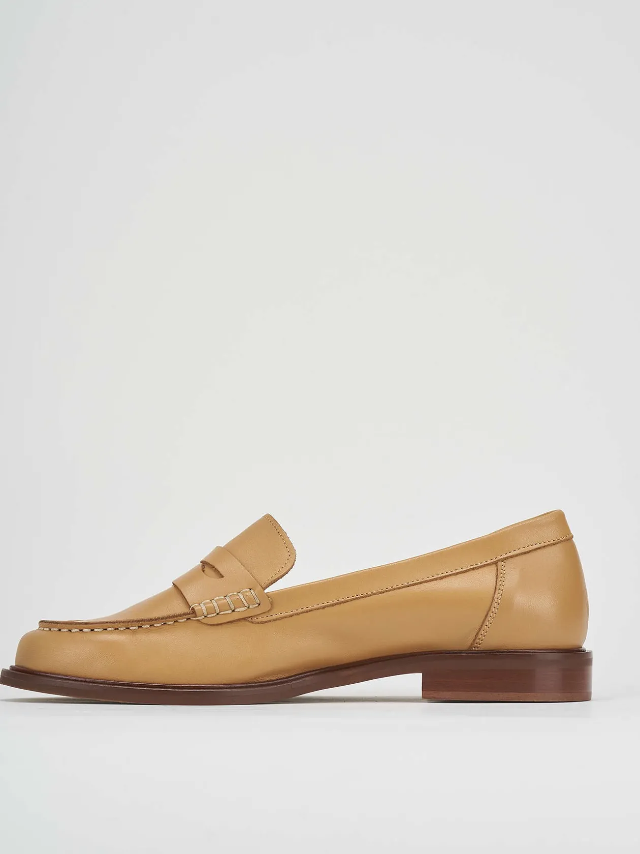 Mocassino tacco 1 cm marrone pelle