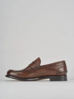Mocassino tacco 2 cm marrone pelle