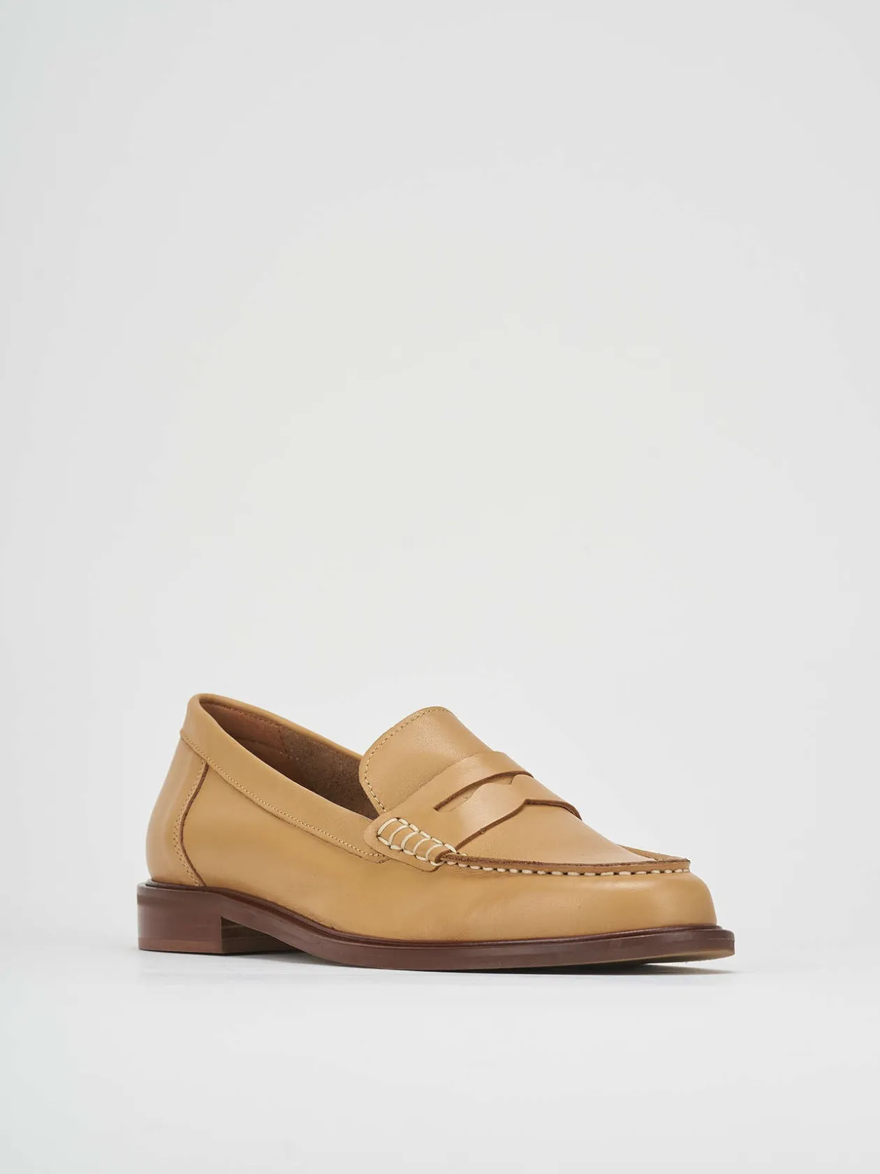 Mocassino tacco 1 cm marrone pelle